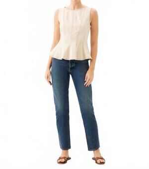 NEW FIFTEEN TWENTY women's zoyla contrast stitch top in natural